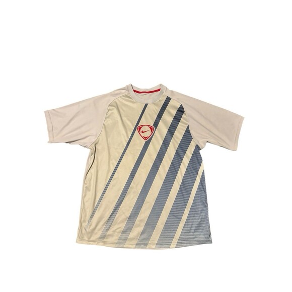 Vintage Nike Soccer Jersey Mens XL Gray Striped Athletic Training Shirt 90s - Picture 1 of 6